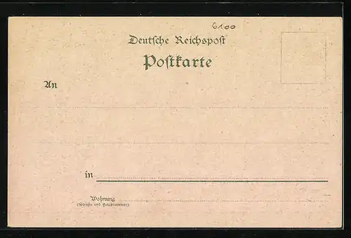 Lithographie Darmstadt, Strassenpartie, Markt und Rathaus, Die Bahnhöfe