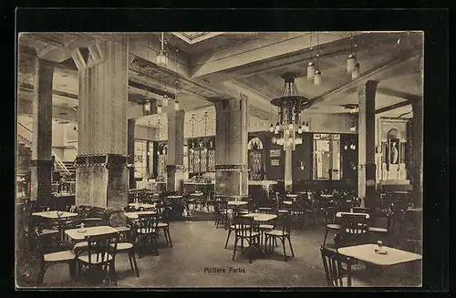AK Hannover, Cafe Continental, Innenansicht Mittlere Partie