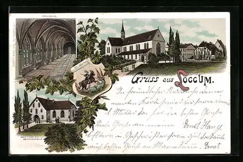 Lithographie Loccum, Kloster St. Georg, Kreuzgang, Georgskapelle