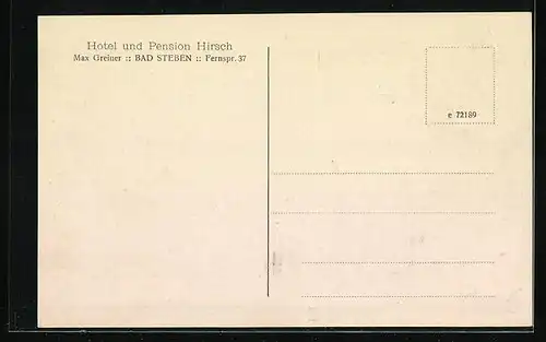 AK Bad Steben, Hotel und Pension Hirsch, Innenansicht