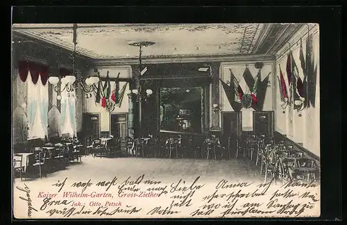 AK Gross-Ziethen, Gasthaus Kaiser Wilhelm-Garten, Innenansicht Saal
