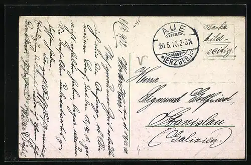 AK Aue i. Erzgeb., Bürgerschule mit Albertdenkmal