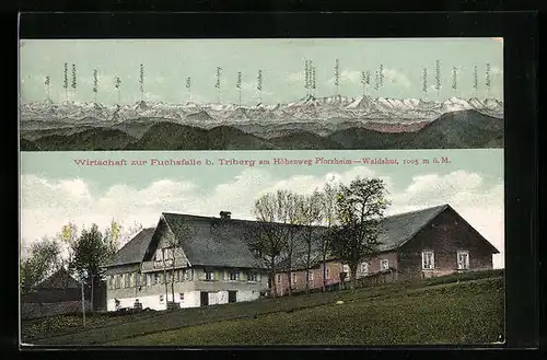 AK Triberg, Gasthaus zur Fuchsfalle, Blick auf das Gebirge