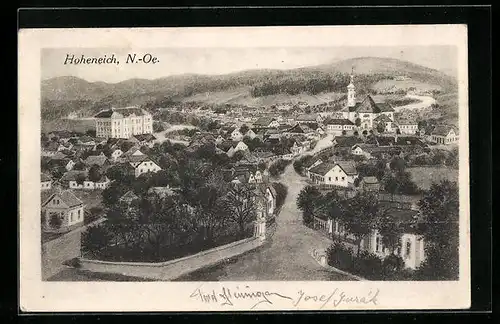 AK Hoheneich /N.-Oe., Teilansicht mit Kirche und Strassenpartie