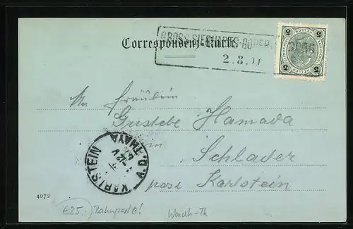 Mondschein-AK Gross-Siegharts, Ansicht vom Sägeteich