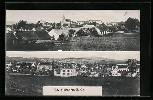 AK Gross-Siegharts, Ortsansicht aus der Vogelschau