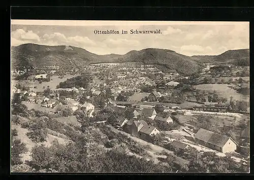 AK Ottenhöfen im Schwarzwald, Ortsansicht mit Berglandschaft