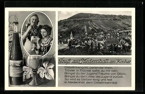 AK Niedernhall am Kocher, Ortsansicht mit Kirche