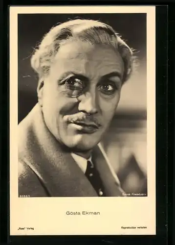 AK Schauspieler Gösta Ekman, Portraitfoto mit Monokel