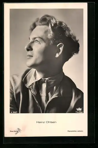 AK Schauspieler Heinz Ohlsen in Hemd und Lederjacke