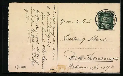 AK Osterhasen ziehen Karren mit Ostereiern