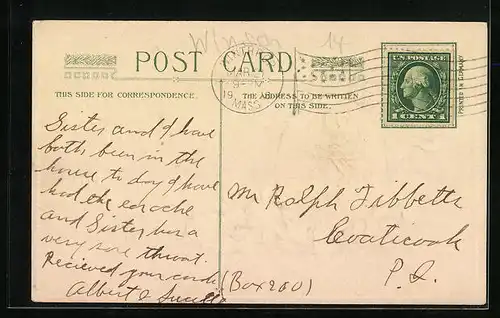 AK Osterhasen mit Osterei-Haus