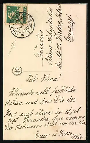 AK Osterhase mit Osterei