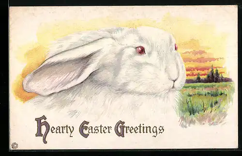 AK Weisser Osterhase, Happy Easter Greetings