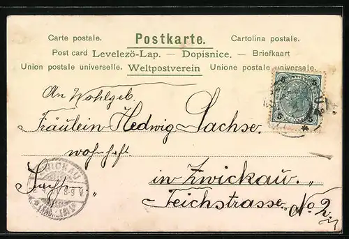 AK Osterhase mit Kleeblatt