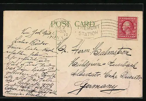 AK Osterküken mit Blumen bemaltem Osterei