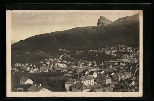 AK Narvik, Ortsansicht aus der Vogelschau
