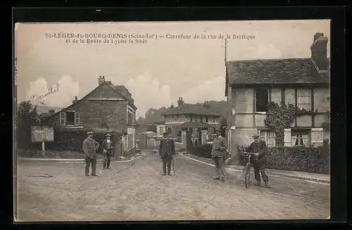 AK St-Leger-du-Bourg-Denis, Carrefour de la rue de la Bretèque et de la Route de Lyons la foret