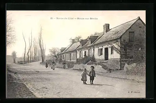 AK Criel, Sortie de Criel, Route sur Biville