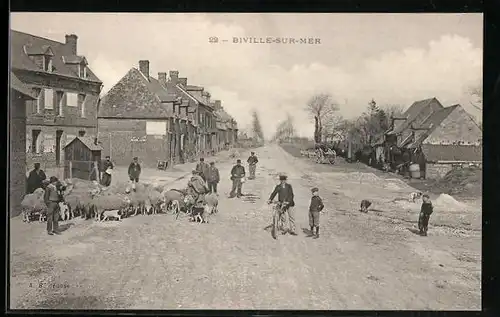 AK Biville-sur-Mer, Strassenpartie