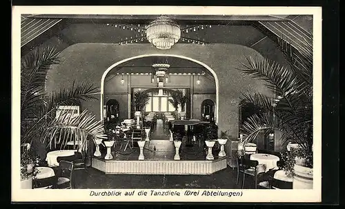 AK Freiberg i.Sa., Gasthaus Schrödermühle, Durchblick auf die Tanzdiele