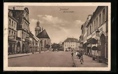 AK Bruchsal, Kaiserstrasse mit Gasthaus zum Rappen
