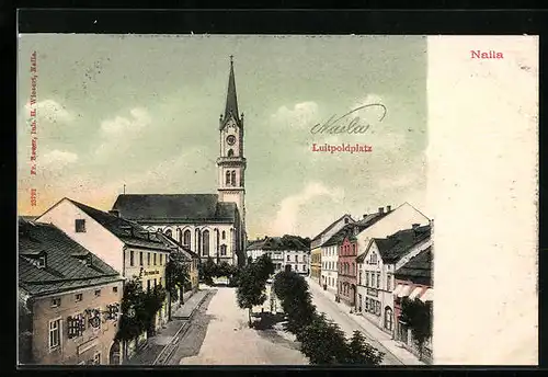 AK Naila, Luitpoldplatz mit Kirche