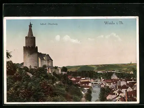 AK Weida i. Thür., Schloss Osterburg mit Ortsansicht