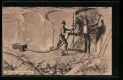 AK Bergarbeiter mit elektrischer Bohrmaschine