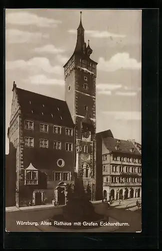 AK Würzburg, Altes Rathaus mit Grafen Eckhardturm