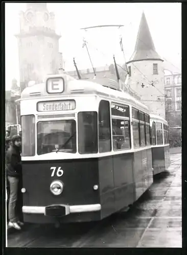 Fotografie Strassenbahn, Triebwagen Nr. 76 während einer Sonderfahrt