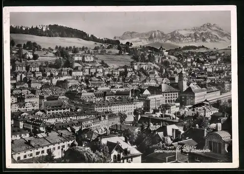 Fotografie Frei & Co., St. Gallen, Ansicht St. Gallen, Blick über die Stadt zur Säntiskette