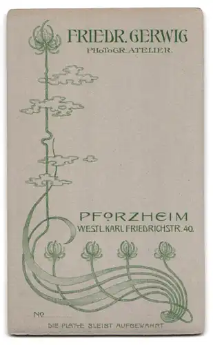 Fotografie F. Gerwig, Pforzheim, Westl. Karl-Friedrichstrasse 40, Kleinkind im Kleidchen