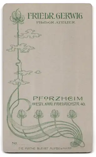 Fotografie G. Gerwig, Pforzheim, Westl. Karl-Friedrichstrasse 40, Bürgerlicher Herr mit Schnauzer im Anzug