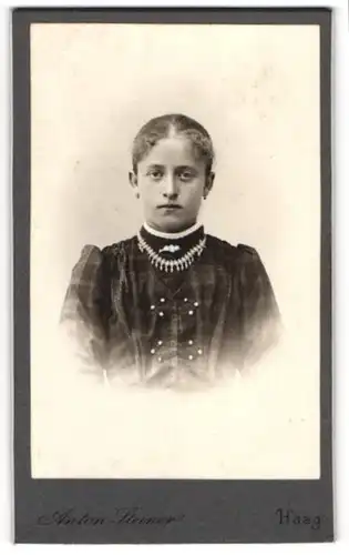 Fotografie A. Steiner, Haag /Obb., Mädchen in kariertem Kleid