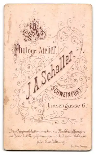 Fotografie J. A. Schaller, Schweinfurt, Linsengasse 6, Junge Dame im Kleid mit Kragenbrosche