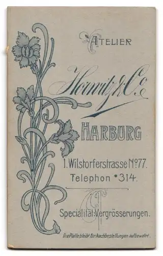 Fotografie Horwitz & Co., Harburg, Wilstorferstrasse 77, Junge Dame mit Silberblick im taillierten Sonntagskleid