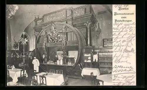 AK Berlin, Bierrestaurant zum Heidelberger, Innenansicht