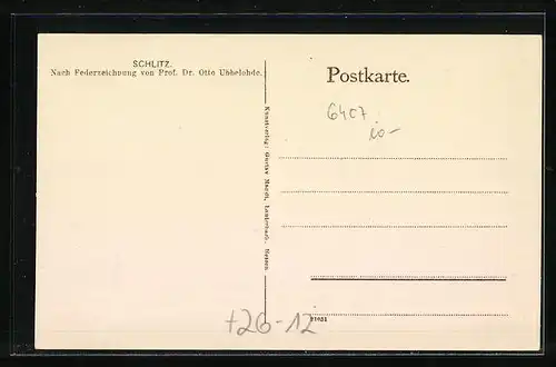 Künstler-AK Otto Ubbelohde: Schlitz, Ortsansicht mit Umland