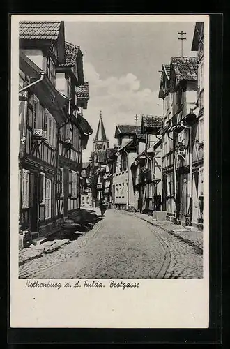 AK Rothenburg a. d. Fulda, Strasse Brotgasse mit Fachwerkhaus