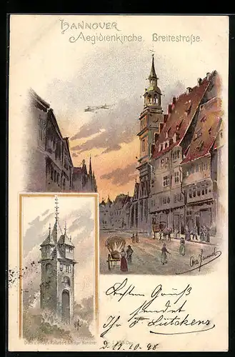 Künstler-AK Otto Hammel: Hannover, Aegidienkirche, Breitestrasse