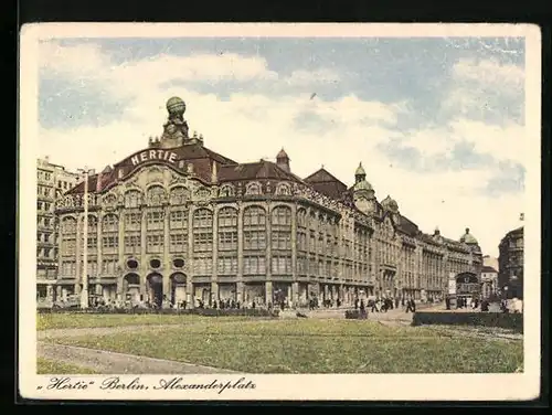 Künstler-AK Berlin, Waren- und Kaufhaus Hertie am Alexanderplatz
