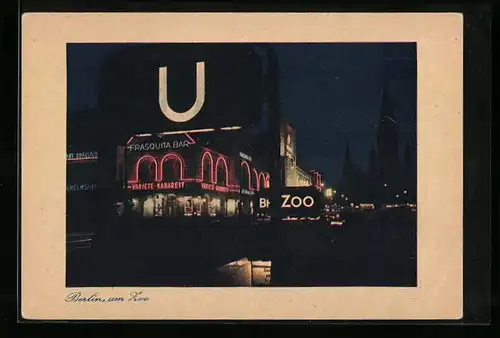 AK Berlin, Am Zoo mit Frasquita Bar bei Nacht