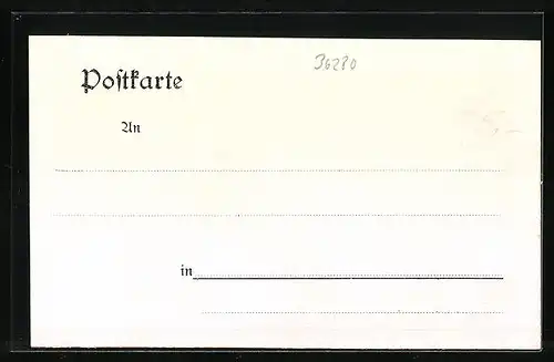 Lithographie Oberaula, Gasthaus von Heinrich Schüssler und Totale
