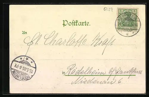 Lithographie Eppstein i. T., Teilansicht mit Turm