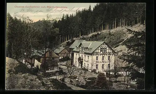 AK Helmbrechts, Gasthaus Bischofsmühle im Oberes Rodachtal