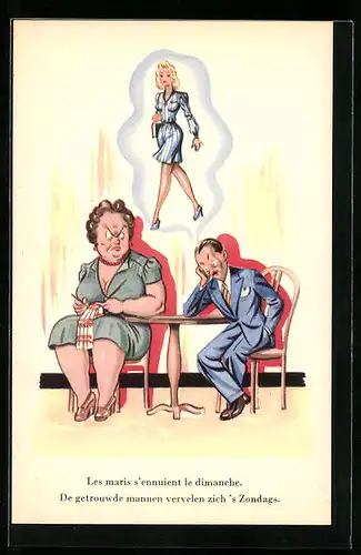 AK Ehemann träumt von einer schlanken Frau, frauenfeindlicher Humor