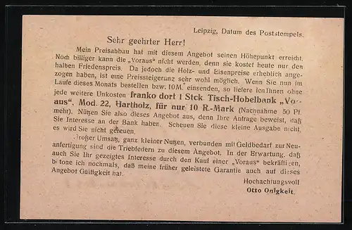 AK Leipzig, Reklame f. Taschenwerkzeug I, O. Onigkeit, Moltkestr. 57