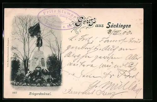 AK Säckingen, Blick auf das Kriegerdenkmal