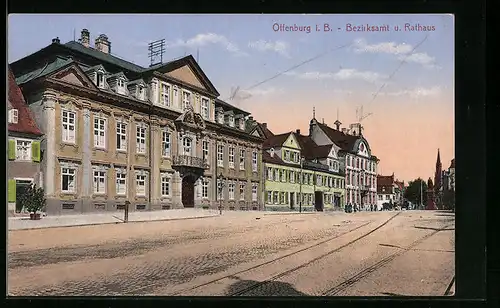AK Offenburg i. B., Bezirksamt u. Rathaus